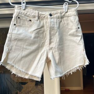 Free People White Frayed Jean Shorts